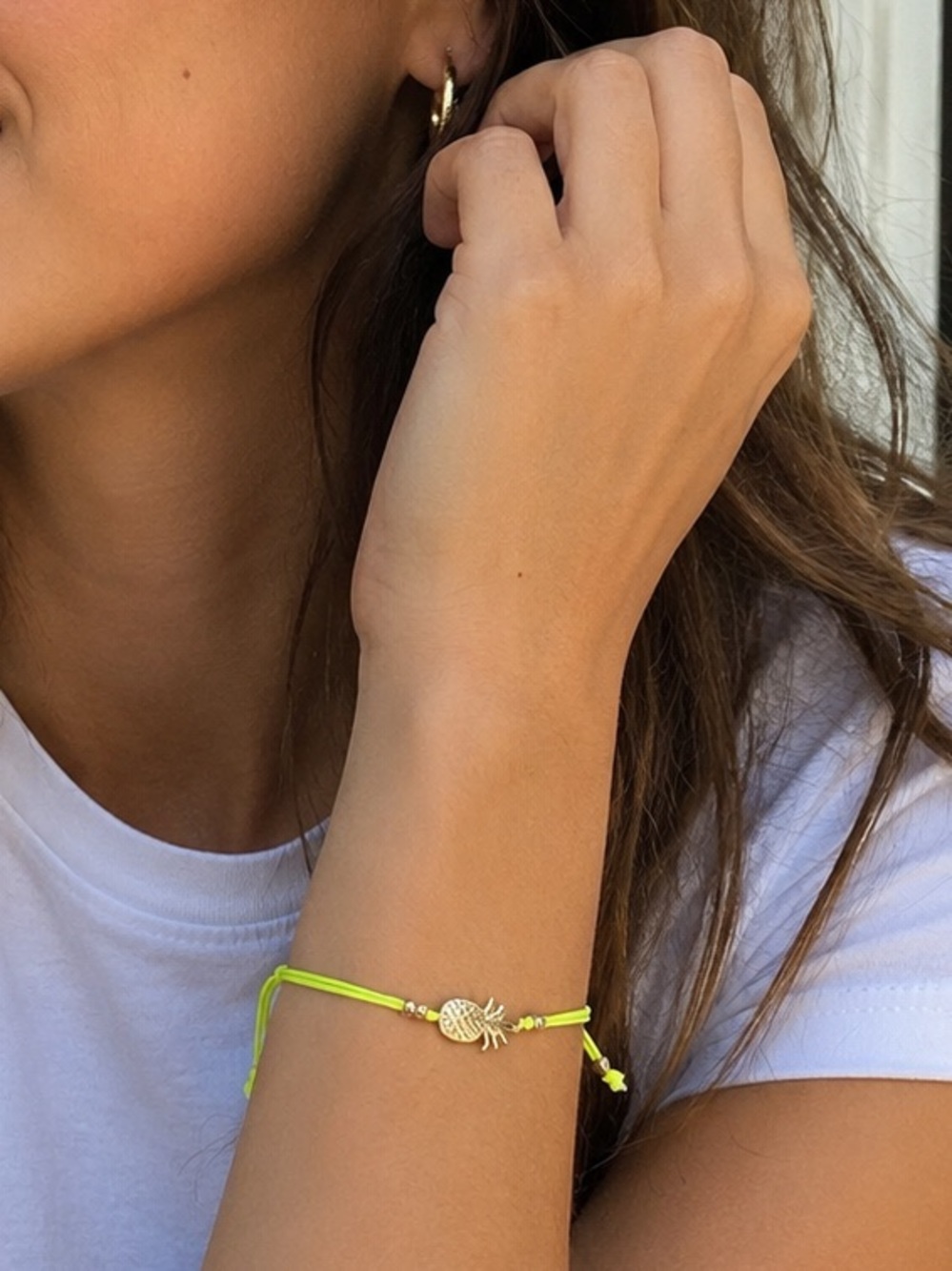 Hawaii Pineapple Neon Cord Adjustable Bracelet